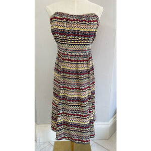 Corey Lynn Calter for Anthropologie Women’s Size 8 Red Patterned Strapless Dress